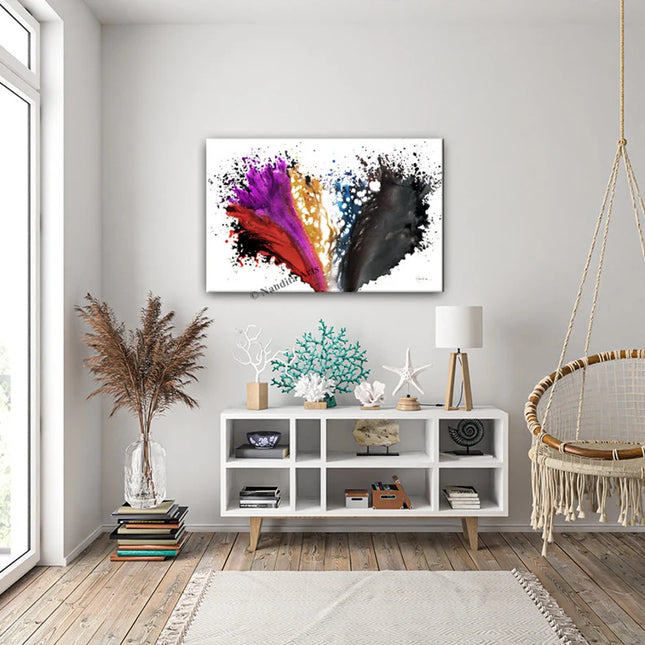 Multicolor Heart Shape Modern Wall Art on Canvas - Storms End