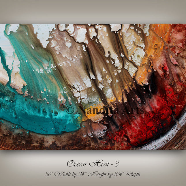 Oceanic Crust Modern Abstract Wall Art Painting on Canvas – Unique Artwork for Sale - Ocean Heat - 3