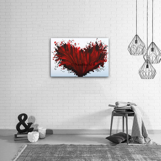 Original Red Art Painting on Canvas Red Heart Wedding Anniversary Modern Art LARGE Abstract Painting Office Home Decor - Angels Wings - 7