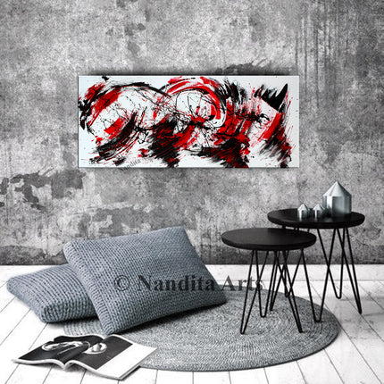 Red Black Abstract wall Art decor living room art - Deep Space - 59