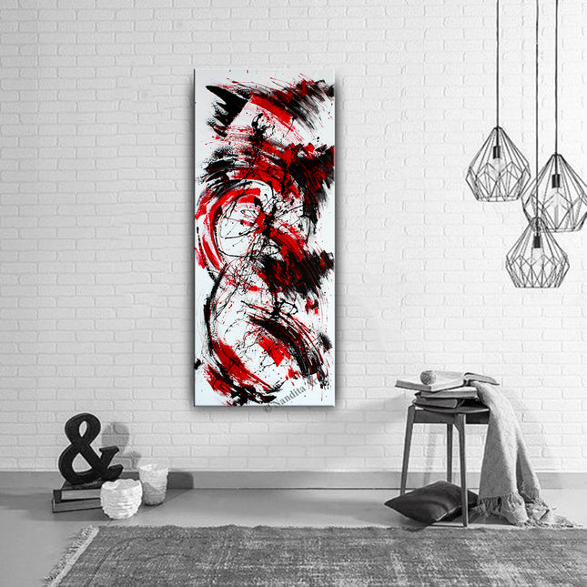Red, Black & White Abstract Wall Art – Bold Red and Black Modern Canvas Painting for Living Room Décor - Deep Space - 59