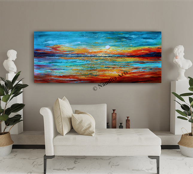 Sunset Landscape Wall Art Painting  large Modern Abstract painting wall art on Canvas - Sunkissed Horizon - 6