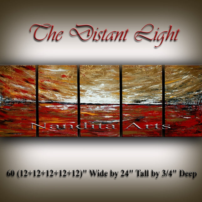 Red, Brown, Orange, and Black 4 Panel Abstract Wall Art – Modern Canvas Painting for Bedroom Decor- The Distant Light