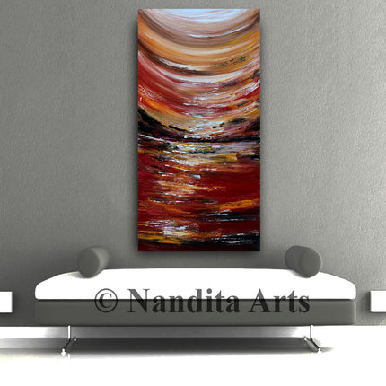 Vertical Abstract Large Gallery-Wrapped Wall Art