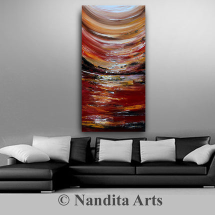 Vertical Abstract Large Gallery-Wrapped Wall Art