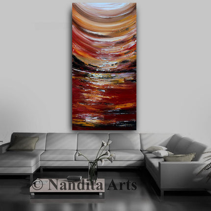 Vertical Abstract Large Gallery-Wrapped Wall Art