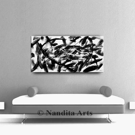 Jackson Pollock Black and white acrylic abstract wall art - Rules of Society