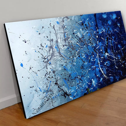 Blue and Black Acrylic Framed Jackson Pollock Art - Sale