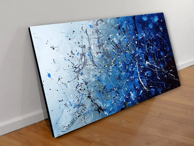 Blue and Black Acrylic Framed Jackson Pollock Art - Sale