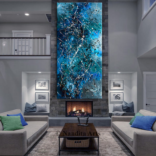 Large Abstract Jackson Pollack Modern Wall Art Painting for Bedroom Art on Canvas - Deep Space - 15