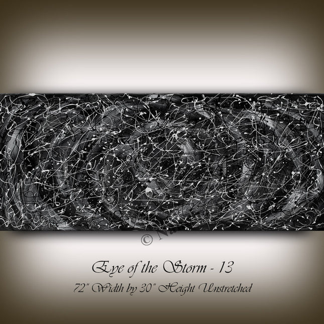 Jackson Pollock Black & White Painting extra large abstract art Modern Wall oversize canvas - Eye of the Storm - 13